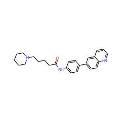 O=C(CCCCN1CCCCC1)Nc1ccc(-c2ccc3ncccc3c2)cc1 ZINC000045254177