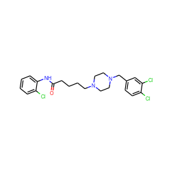 O=C(CCCCN1CCN(Cc2ccc(Cl)c(Cl)c2)CC1)Nc1ccccc1Cl ZINC000028646898