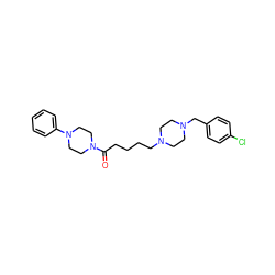 O=C(CCCCN1CCN(Cc2ccc(Cl)cc2)CC1)N1CCN(c2ccccc2)CC1 ZINC000028647036