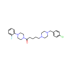 O=C(CCCCN1CCN(Cc2ccc(Cl)cc2)CC1)N1CCN(c2ccccc2F)CC1 ZINC000028647033