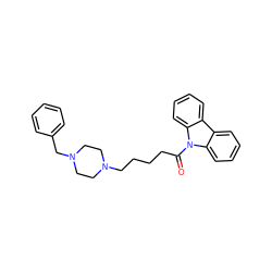 O=C(CCCCN1CCN(Cc2ccccc2)CC1)n1c2ccccc2c2ccccc21 ZINC000653691278