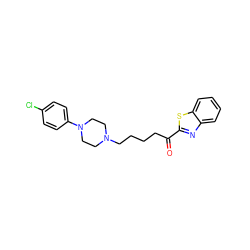 O=C(CCCCN1CCN(c2ccc(Cl)cc2)CC1)c1nc2ccccc2s1 ZINC000084714700