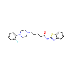 O=C(CCCCN1CCN(c2ccccc2F)CC1)Nc1nc2ccccc2s1 ZINC000474609872