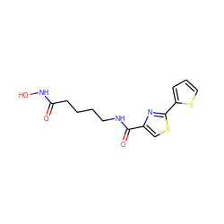 O=C(CCCCNC(=O)c1csc(-c2cccs2)n1)NO ZINC000147351188