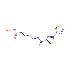 O=C(CCCCNC(=O)c1csc(-c2cscn2)n1)NO ZINC000147366522