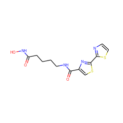 O=C(CCCCNC(=O)c1csc(-c2nccs2)n1)NO ZINC000147362464