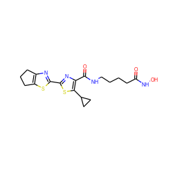 O=C(CCCCNC(=O)c1nc(-c2nc3c(s2)CCC3)sc1C1CC1)NO ZINC000147370323