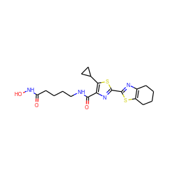 O=C(CCCCNC(=O)c1nc(-c2nc3c(s2)CCCC3)sc1C1CC1)NO ZINC000147364474