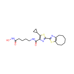 O=C(CCCCNC(=O)c1nc(-c2nc3c(s2)CCCCCC3)sc1C1CC1)NO ZINC000147364679