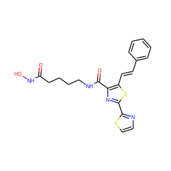 O=C(CCCCNC(=O)c1nc(-c2nccs2)sc1/C=C/c1ccccc1)NO ZINC000147357989