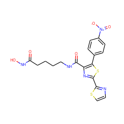 O=C(CCCCNC(=O)c1nc(-c2nccs2)sc1-c1ccc([N+](=O)[O-])cc1)NO ZINC000147361415