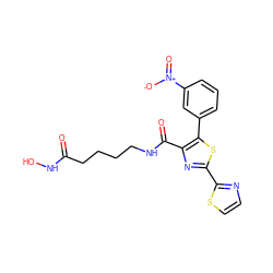 O=C(CCCCNC(=O)c1nc(-c2nccs2)sc1-c1cccc([N+](=O)[O-])c1)NO ZINC000147369016