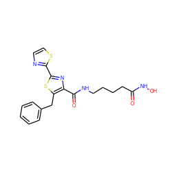 O=C(CCCCNC(=O)c1nc(-c2nccs2)sc1Cc1ccccc1)NO ZINC000147356019