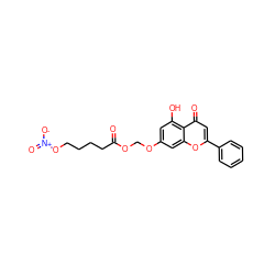 O=C(CCCCO[N+](=O)[O-])OCOc1cc(O)c2c(=O)cc(-c3ccccc3)oc2c1 ZINC000049115807