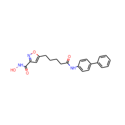 O=C(CCCCc1cc(C(=O)NO)no1)Nc1ccc(-c2ccccc2)cc1 ZINC000040395446