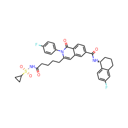 O=C(CCCCc1cc2cc(C(=O)N[C@@H]3CCCc4cc(F)ccc43)ccc2c(=O)n1-c1ccc(F)cc1)NS(=O)(=O)C1CC1 ZINC000207444928