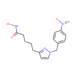 O=C(CCCCc1ccn(Cc2ccc([N+](=O)[O-])cc2)n1)NO ZINC000205809580