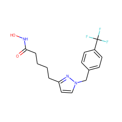 O=C(CCCCc1ccn(Cc2ccc(C(F)(F)F)cc2)n1)NO ZINC000299819703