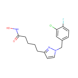 O=C(CCCCc1ccn(Cc2ccc(F)c(Cl)c2)n1)NO ZINC000299824734