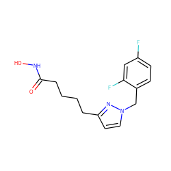 O=C(CCCCc1ccn(Cc2ccc(F)cc2F)n1)NO ZINC000205806668