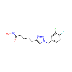 O=C(CCCCc1cn(Cc2ccc(F)c(Cl)c2)nn1)NO ZINC000096907685