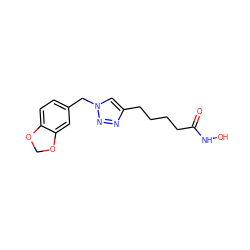 O=C(CCCCc1cn(Cc2ccc3c(c2)OCO3)nn1)NO ZINC000096907683