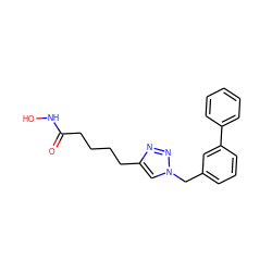 O=C(CCCCc1cn(Cc2cccc(-c3ccccc3)c2)nn1)NO ZINC000096907676