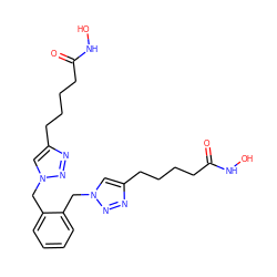 O=C(CCCCc1cn(Cc2ccccc2Cn2cc(CCCCC(=O)NO)nn2)nn1)NO ZINC000096907687