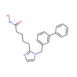 O=C(CCCCc1nccn1Cc1cccc(-c2ccccc2)c1)NO ZINC000299820548