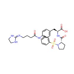 O=C(CCCN=C1NCCN1)Nc1ccc(C[C@H](NC(=O)[C@@H]2CCCN2S(=O)(=O)c2ccccc2)C(=O)O)cc1 ZINC001772651336