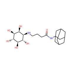 O=C(CCCN[C@@H]1[C@H](O)[C@H](O)[C@@H](O)[C@H](O)[C@H]1O)NC12CC3CC(CC(C3)C1)C2 ZINC000169327483