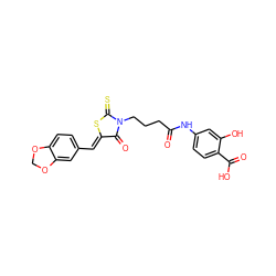 O=C(CCCN1C(=O)/C(=C/c2ccc3c(c2)OCO3)SC1=S)Nc1ccc(C(=O)O)c(O)c1 ZINC000008819655