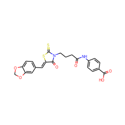 O=C(CCCN1C(=O)/C(=C/c2ccc3c(c2)OCO3)SC1=S)Nc1ccc(C(=O)O)cc1 ZINC000002953574