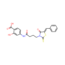 O=C(CCCN1C(=O)/C(=C/c2ccccc2)SC1=S)Nc1ccc(C(=O)O)c(O)c1 ZINC000009042470