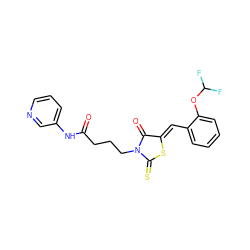 O=C(CCCN1C(=O)/C(=C/c2ccccc2OC(F)F)SC1=S)Nc1cccnc1 ZINC000012524508