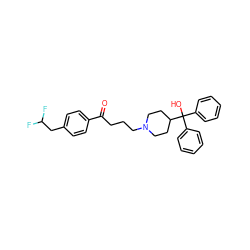 O=C(CCCN1CCC(C(O)(c2ccccc2)c2ccccc2)CC1)c1ccc(CC(F)F)cc1 ZINC000036351463