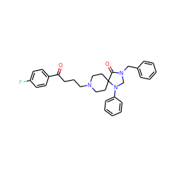 O=C(CCCN1CCC2(CC1)C(=O)N(Cc1ccccc1)CN2c1ccccc1)c1ccc(F)cc1 ZINC000013448520