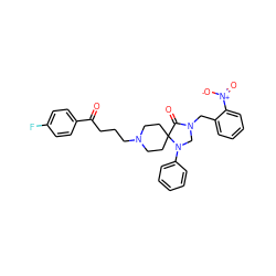 O=C(CCCN1CCC2(CC1)C(=O)N(Cc1ccccc1[N+](=O)[O-])CN2c1ccccc1)c1ccc(F)cc1 ZINC000013448533