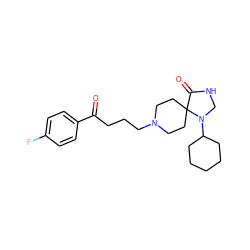 O=C(CCCN1CCC2(CC1)C(=O)NCN2C1CCCCC1)c1ccc(F)cc1 ZINC000012356328