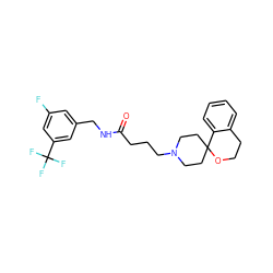 O=C(CCCN1CCC2(CC1)OCCc1ccccc12)NCc1cc(F)cc(C(F)(F)F)c1 ZINC000473110121