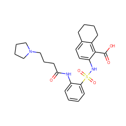 O=C(CCCN1CCCC1)Nc1ccccc1S(=O)(=O)Nc1ccc2c(c1C(=O)O)CCCC2 ZINC000014964682