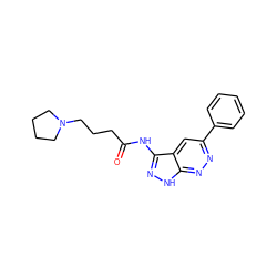 O=C(CCCN1CCCC1)Nc1n[nH]c2nnc(-c3ccccc3)cc12 ZINC000013489657