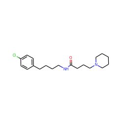 O=C(CCCN1CCCCC1)NCCCCc1ccc(Cl)cc1 ZINC000096939850