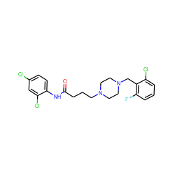 O=C(CCCN1CCN(Cc2c(F)cccc2Cl)CC1)Nc1ccc(Cl)cc1Cl ZINC000028647025