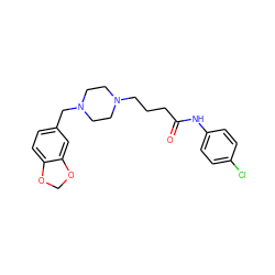 O=C(CCCN1CCN(Cc2ccc3c(c2)OCO3)CC1)Nc1ccc(Cl)cc1 ZINC000028646978