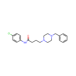 O=C(CCCN1CCN(Cc2ccccc2)CC1)Nc1ccc(Cl)cc1 ZINC000028646952