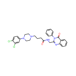 O=C(CCCN1CCN(c2ccc(Cl)c(Cl)c2)CC1)NCc1nc2ccccc2c(=O)n1-c1ccccc1 ZINC000029123489