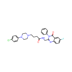 O=C(CCCN1CCN(c2ccc(Cl)cc2)CC1)NCc1nc2ccc(F)cc2c(=O)n1-c1ccccc1 ZINC000029123188