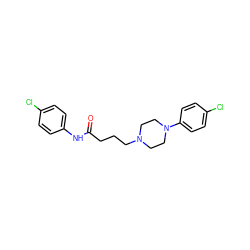 O=C(CCCN1CCN(c2ccc(Cl)cc2)CC1)Nc1ccc(Cl)cc1 ZINC000028646936