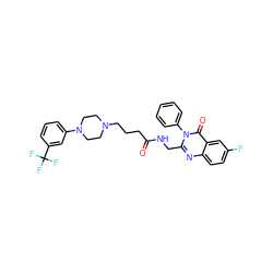 O=C(CCCN1CCN(c2cccc(C(F)(F)F)c2)CC1)NCc1nc2ccc(F)cc2c(=O)n1-c1ccccc1 ZINC000029123661